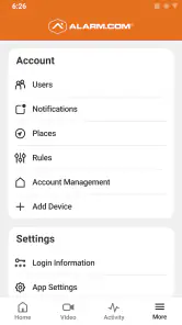 Alarm.com screenshot