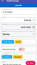 MoBill Budget and Reminder 7
