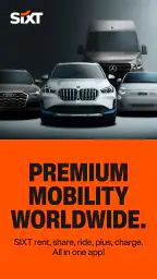 SIXT rent. share. ride. plus. 1