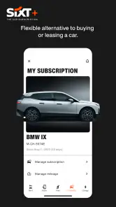 SIXT rent. share. ride. plus. screenshot