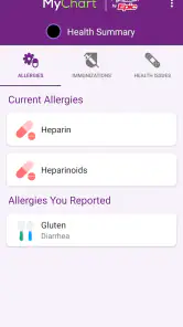 Trinity Health MyChart screenshot