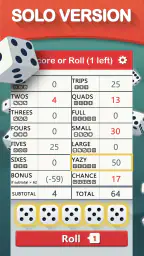 Yazy the yatzy dice game 1