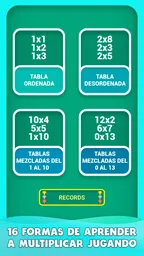Juego de tablas de multiplicar 1