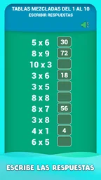 Juego de tablas de multiplicar 5
