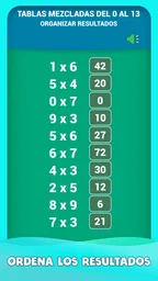 Juego de tablas de multiplicar 6