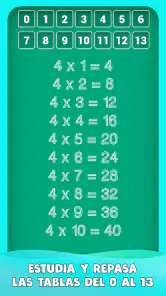 Juego de tablas de multiplicar screenshot