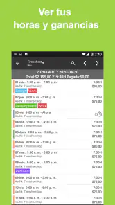 Parte de horas - Horas trabajo screenshot
