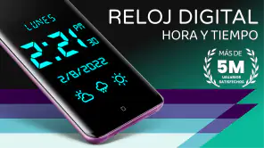Reloj digital y clima screenshot