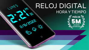 Reloj digital y clima screenshot