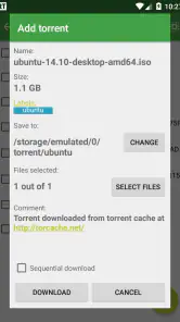 tTorrent screenshot