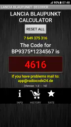 Blaupunkt Lancia Radio Code 6