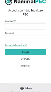 Namirial PEC screenshot