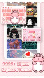 Pink Cute Hippo Tastiera 1