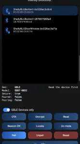 Shelly BLE Debug screenshot
