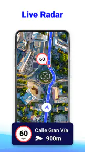 GPS-routeplanner: radarkaart screenshot