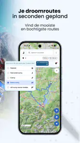 Kurviger motorfiets navigatie screenshot