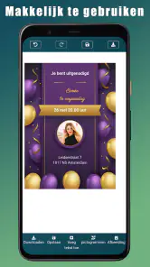 Verjaardagsuitnodiging screenshot