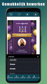 Verjaardagsuitnodiging screenshot