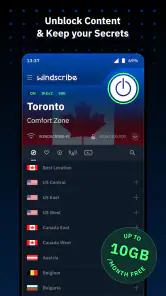 Windscribe VPN screenshot