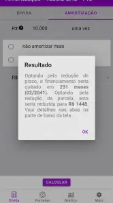 Amortização de Financiamento screenshot