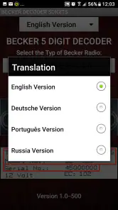 Becker 5Digit Radio Code screenshot