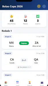 Bolão Copa 2026 screenshot