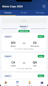 Bolão Copa 2026 screenshot