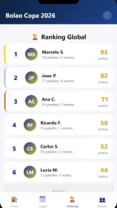 Bolão Copa 2026 screenshot