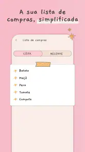 Cardápio semanal lista compras screenshot