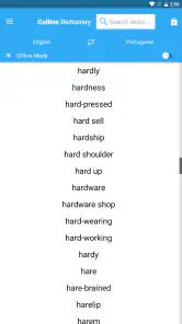 Collins Portuguese Dictionary screenshot