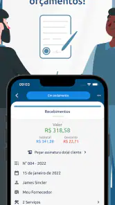 Orçamentos, Recibos e Clientes screenshot
