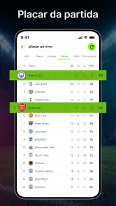 Placar de futebol ao vivo screenshot