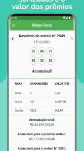 Resultados da Loteria screenshot