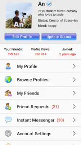 SpaceHey Mobile – Retro social screenshot