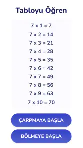 Çarpım tablosu Matematik oyunu screenshot
