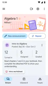 Google Classroom screenshot