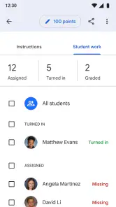 Google Classroom screenshot