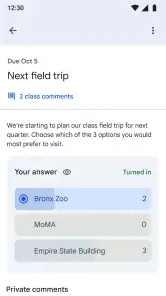 Google Classroom screenshot