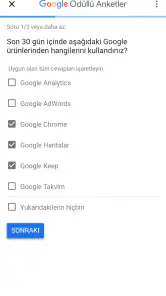 Google Ödüllü Anketler screenshot