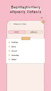 Haftalık menü, Yemek planlama screenshot