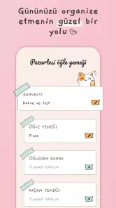 Haftalık menü, Yemek planlama screenshot