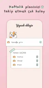 Haftalık menü, Yemek planlama screenshot