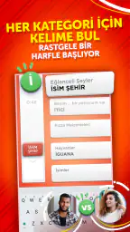 İsim Şehir - Kategori Oyunu 1