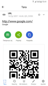 QR kod okuyucu screenshot